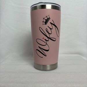 Pink 20oz Stainless Steel Insulated Tumbler with 'Wifey' and Crown Design